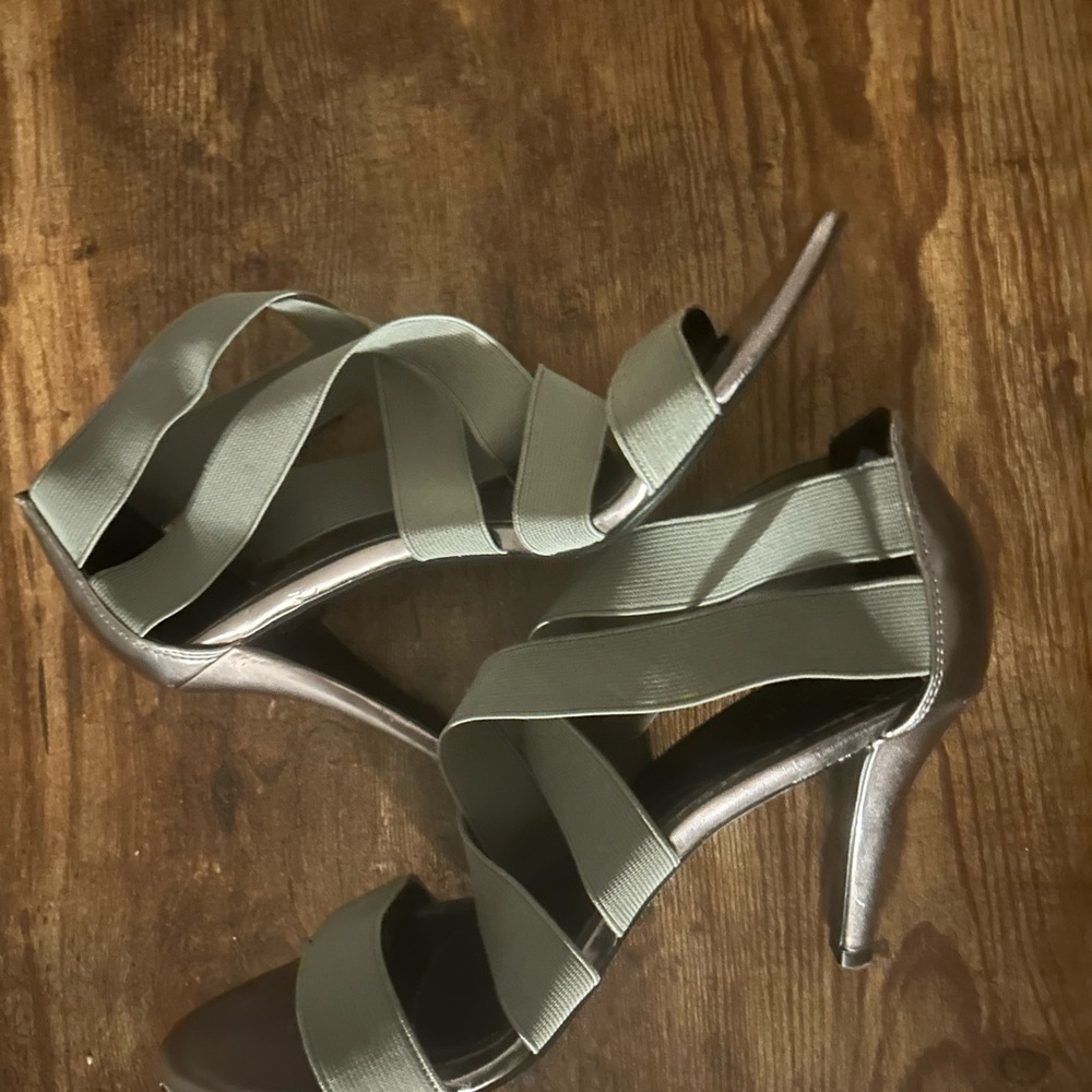 Elegant Silver Strappy Heels
